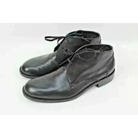 DKNY Men’s Black Leather Chukka Ankle Boots - Picture 2 of 11